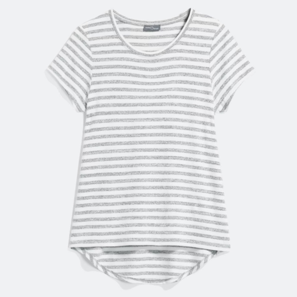 Market & Spruce Striped Gray and White Top Size Medium